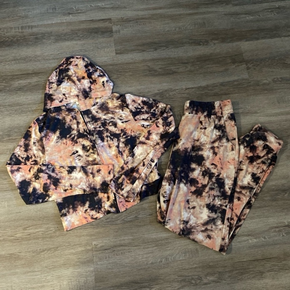 Tie-Dye Track Suit - Black and pink